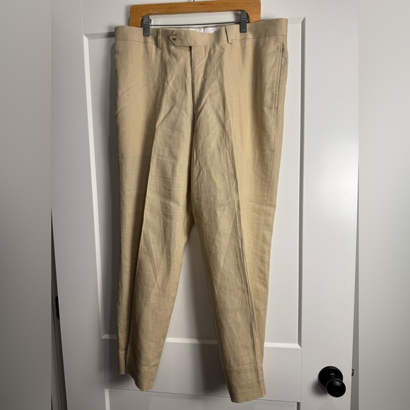 Pronto Uomo Platinum Men's 38x29 100% Linen Beige Dress Pant - Picture 2 of 8